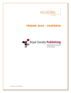 Monthly Report TENDER 2010 - COUPERIN TABLE OF CONTENTS