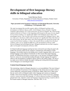 Development of first language literacy skills in bilingual education