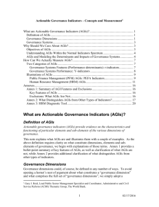 What are Actionable Governance Indicators (AGIs)?