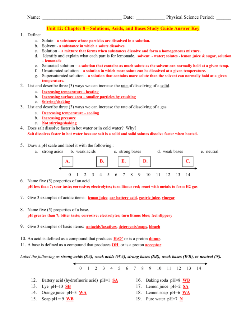 Chapter 12 Study Guide Answer Key Physical Science Study Poster