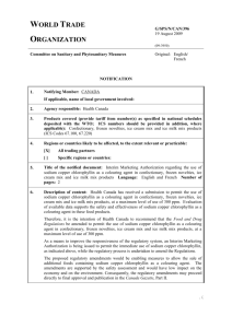 G/SPS/N/CAN/396 Page 1 World Trade Organization G/SPS/N/CAN