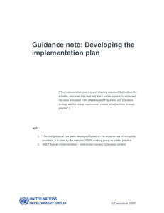 Guidance note: Developing the implementation plan
