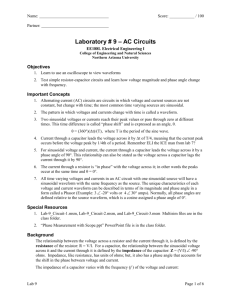 Lab #9 AC Circuits - Northern Arizona University