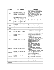 eProcurement Error Messages and Error Resolution