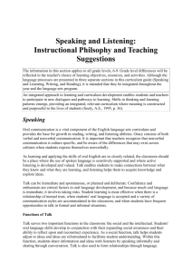 Speaking and Listening: Instructional Philsophy and