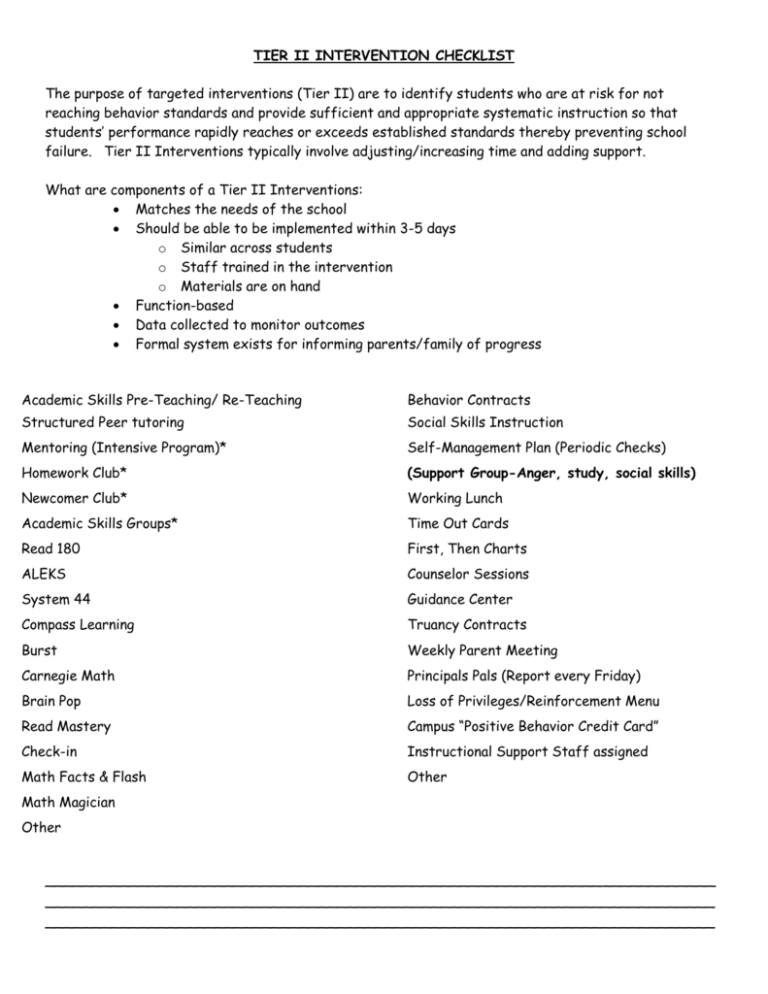 tier-1-intervention-checklist