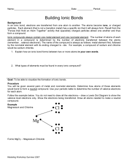 Types of Chemical Bonds Worksheet