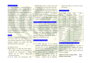 Bachelor Degree Program in: - Confucius Institute