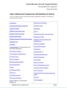 of Behavioral Competencies and Definitions