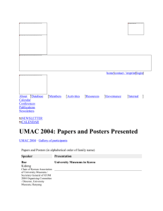 UMAC 2004: Papers and Posters Presented · UMAC University