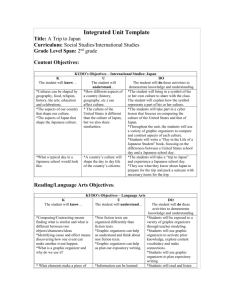 Integrated Unit Template - Department of Reading and Language Arts