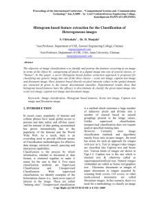 Histogram based feature extraction for the Classification of