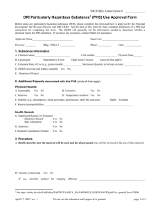 DRI Particularly Hazardous Substance[1] (PHS) Use Approval Form