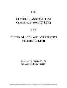 Culture-Language Test Classifications & Interpretive Matrix