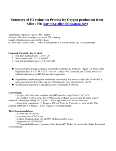 Summary of H2 reduction Process for Oxygen production from