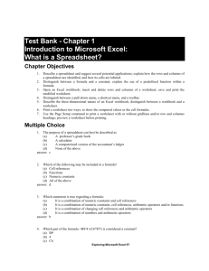 Excel 97 Test Bank Chapter 1