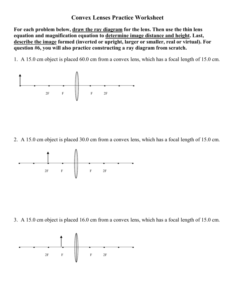 Convex Lenses Practice Worksheet