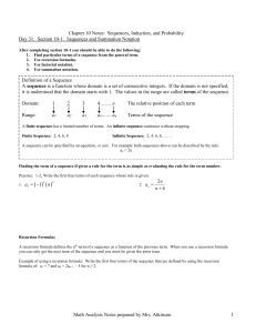 Chapter 10 Notes: Sequences, Induction, and Probability