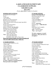 Classroom Supply List - Lakeland R