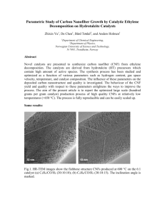 Parametric Study of Carbon Nanofiber Growth by Catalytic Ethylene