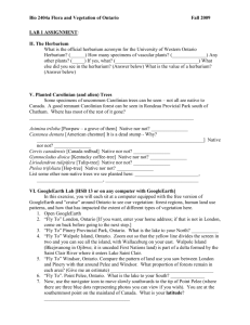 Bio 204a Flora and Vegetation of Ontario