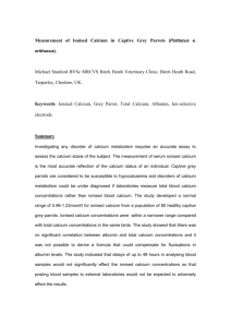 Measurement of Ionised Calcium in Captive Grey