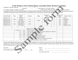Master Breeders Committee - National Pigeon Association