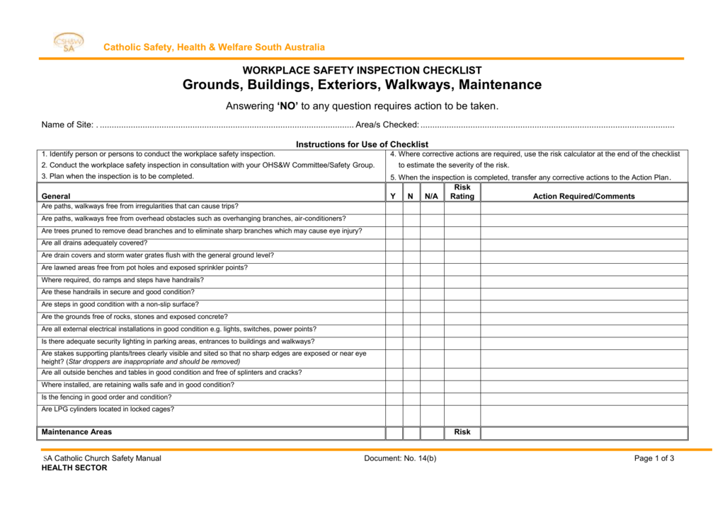 Workplace Safety Inspection Checklist