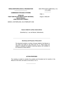 Issues related to surface observations