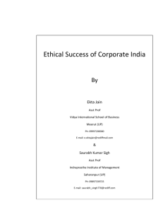 Ethical Success of Corporate India Ms. Ekta Jain