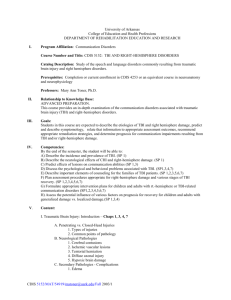 CDIS 5152: TBI and Right Hemisphere Disorders