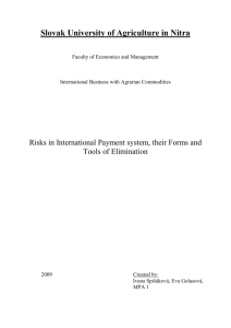Risks in International Payment System, their forms and tools of