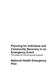 Planning for Individual and Community Recovery in an Emergency