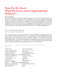 Appendix B: How Do We Know What We Know about Organizational