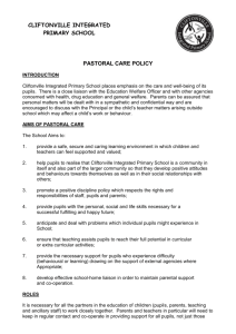 PASTORAL CARE POLICY - Cliftonville Integrated Primary School NI