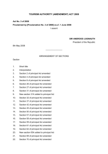 TOURISM AUTHORITY (AMENDMENT) ACT 2008