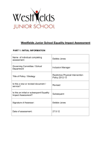 Westfields Junior School Equality Impact Assessment PART 1