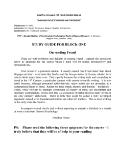 DRAFT III: SYLLABUS FOR FREUD COURSE 2014