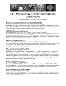 CSU Medieval & Renaissance Studies Certificate Spring 2015