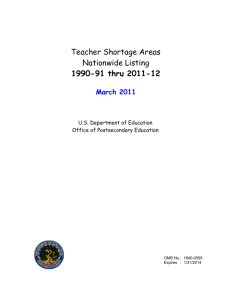 Designated State Teacher Shortage Area List 1990-91