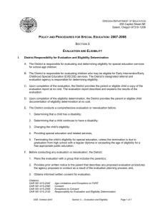 Evaluation and Eligibility - Oregon Department of Education