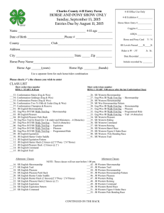 Charles County 4-H Entry Form HORSE AND PONY SHOW ONLY