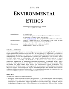 Environmental Ethics - University of Vermont