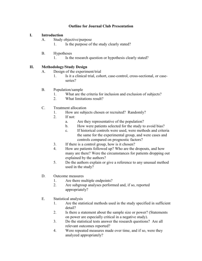 journal club presentation outline