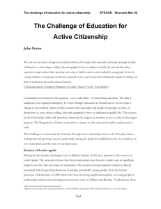 The Challenge of education for active citizenship