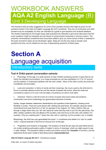 AQA A2 Eng Lang B Unit 3 WORKBOOK ANSWERS