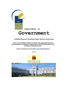 Local Authority Structures and Administrative Boundaries: Evidence