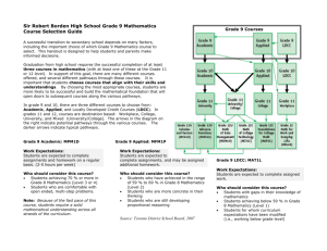 Grade 8 Math Course Selection Flyer