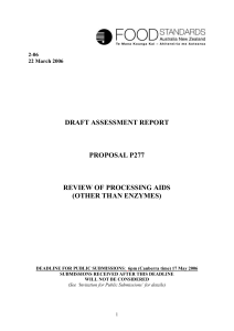 draft assessment report proposal p277 review of processing aids