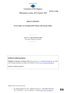 Green Paper on Framing 2030 Climate and Energy Policy